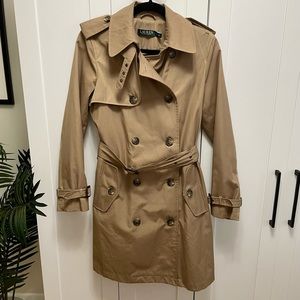 Lauren Ralph Lauren Beige Trench Coat Sz Petite S